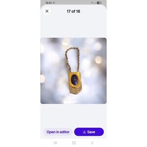 Judith Leiber Tri Color Metal Keychain Purse Charm Blue Cabochon Engraved T & C